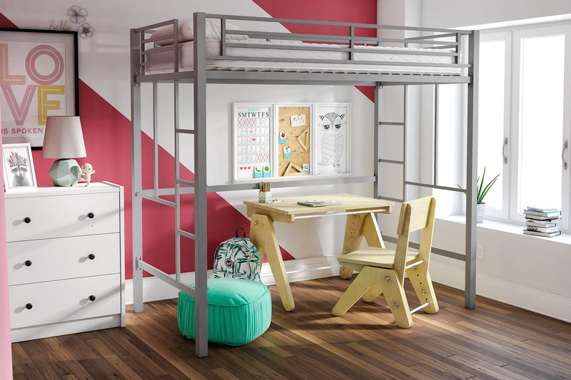 Metal frame loft bed deals