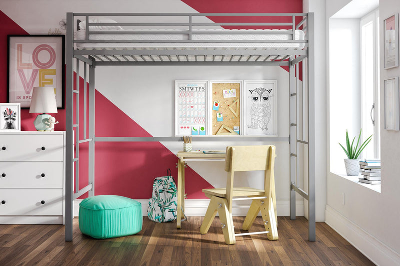 Metal frame loft bed discount