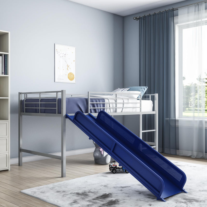 Metal loft bed with slide outlet