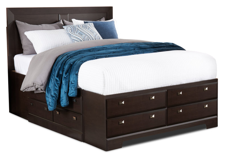 Yorkdale 5 Piece Queen 12 Drawer Storage Bedroom Package Brown