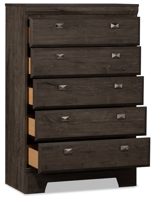 Yorkdale Bedroom Chest of Drawers, 5-Drawer, 31.1\"W x 47.4\"H, Made in Canada - Grey