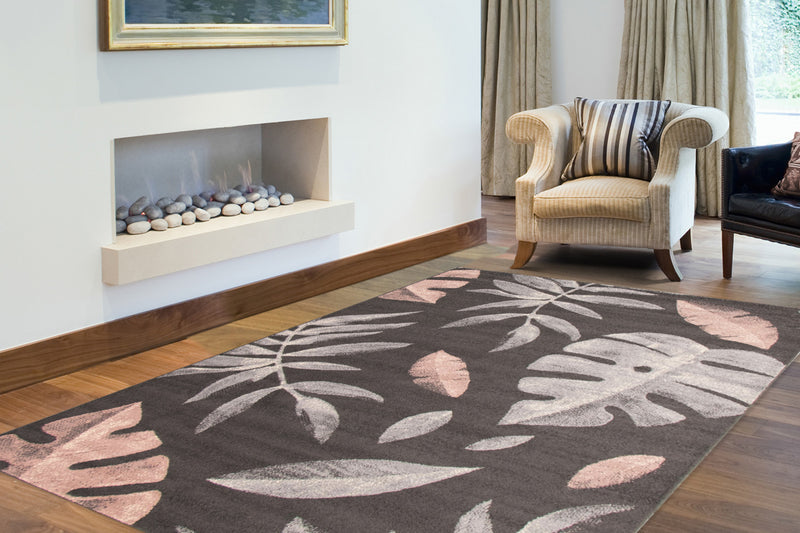 Palta Anthracite-Rose Area Rug - 3'11\" x 5'7\"