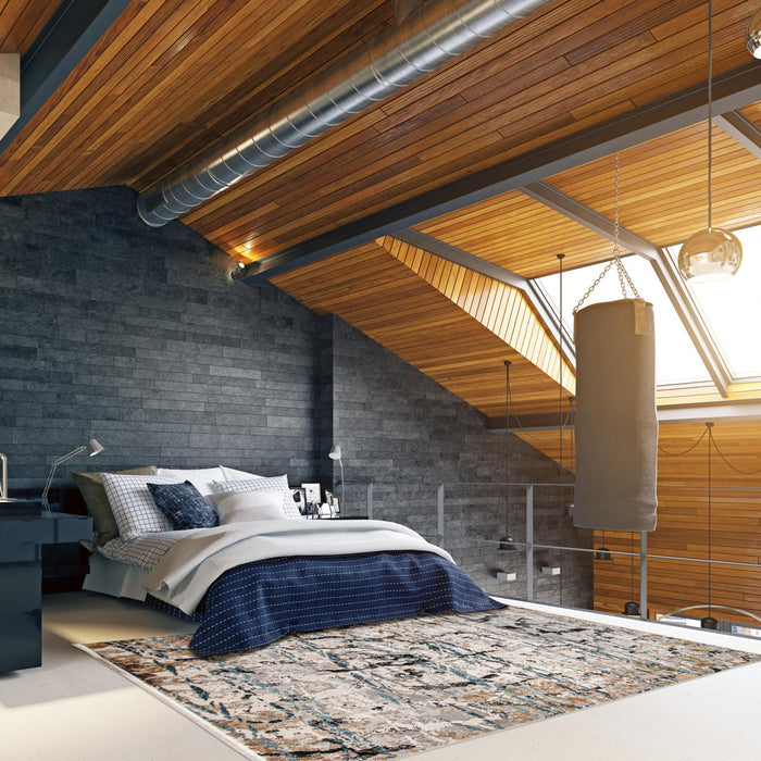 Tahi Blue, Grey, Taupe Rug 3'11\" X 5'11\" Area Rug