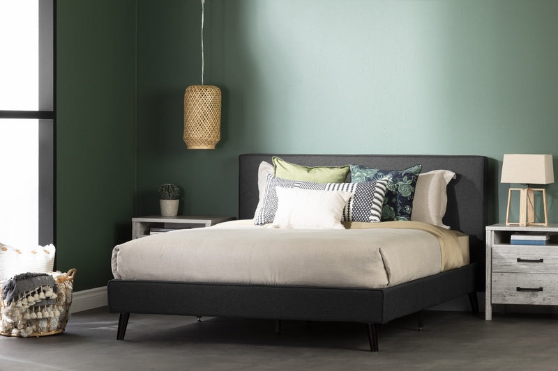 Gravity Queen Complete Upholstered Bed - Matte Charcoal
