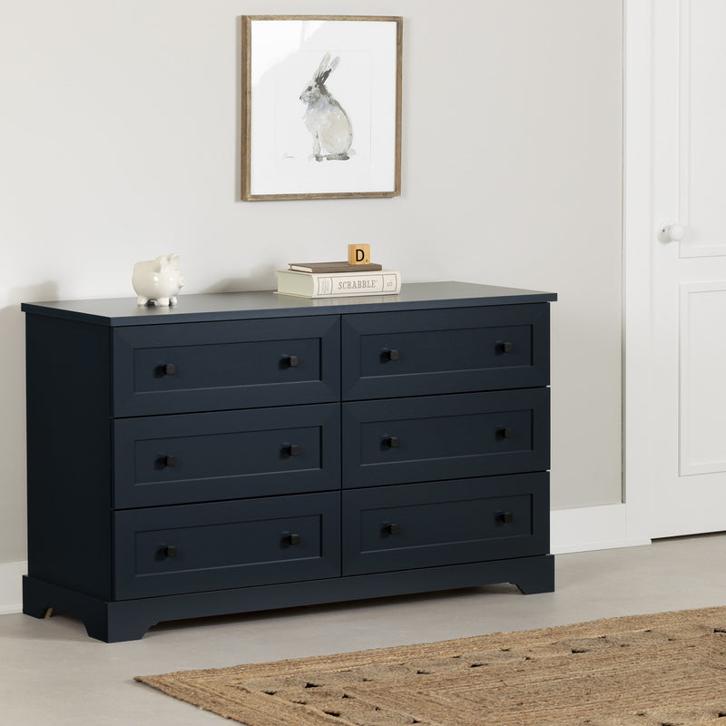 Hazen 6 Drawer Double Dresser Navy Blue The Brick