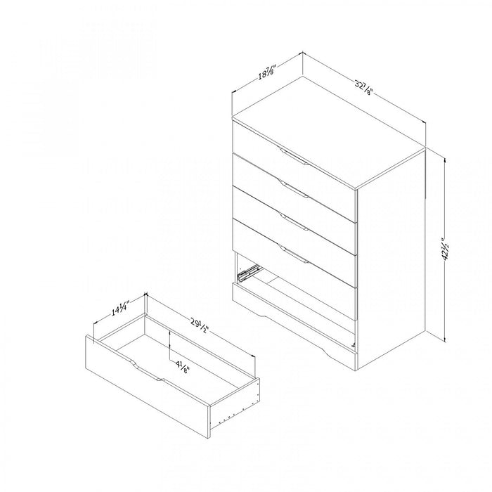 Holland 5-Drawer Chest - Natural Walnut