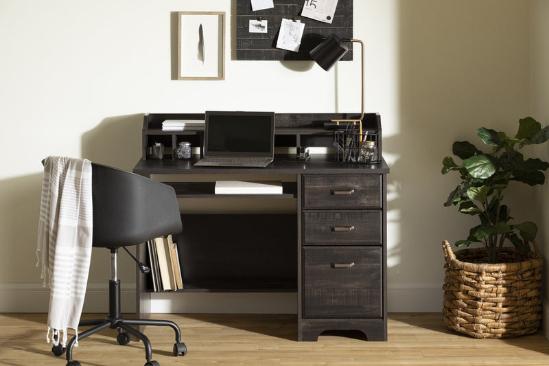 Versa Desk with Hutch Rubbed Black The Brick