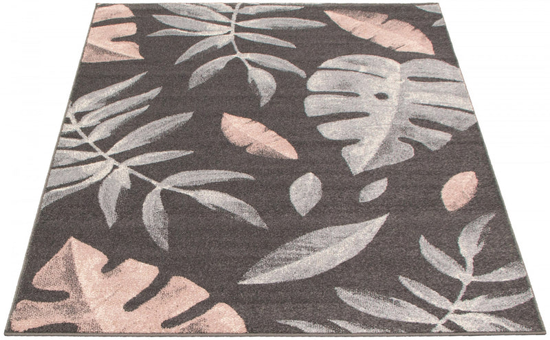Palta Anthracite-Rose Area Rug - 3'11\" x 5'7\"