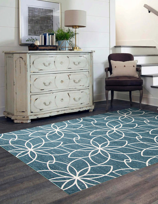 Terali Turquoise Machine Washable Area Rug - 5'0\" x 7'0\"