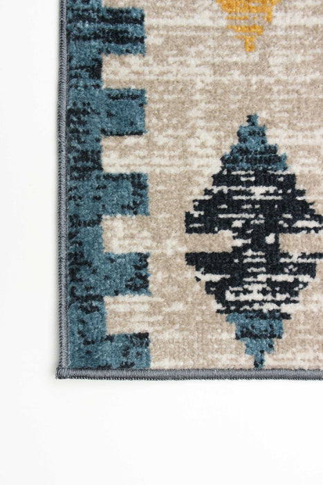 Mosaic Taupe/Blue Machine Washable Area Rug - 8'0\" x 10'0\"