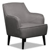 Aimy 28\" Linen Look Fabric Accent Chair with Cylindrical Wood Legs - Dark Grey