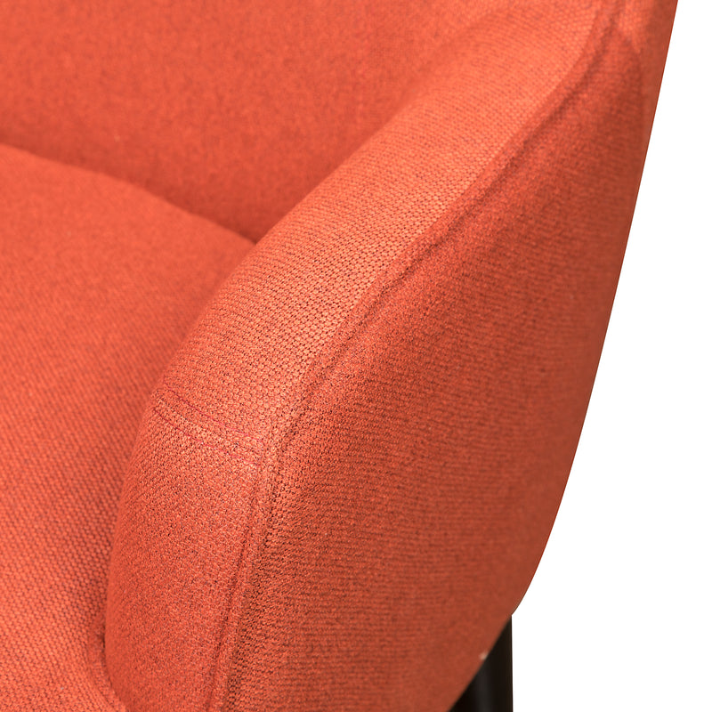 Aimy 28" Orange Linen Look Fabric Accent Chair with Cylindrical Woo
