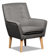 Arni 28\" Linen-Look Fabric Accent Chair with Wood Legs - Dark Grey