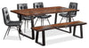 Bowery 6pc Dining Set with Table, Bench & 4 Avis Chairs, Sheesham Wood, Metal, 80\"W - Brown