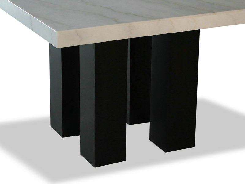 Cami 7pc Counter-Height Dining Set with Table & 6 Black Chairs, Genuine Marble Top, 54\"W Square