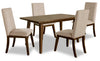 Chelsea 5pc Dining Set with Table & 4 Taupe Chairs, 60\"W - Walnut Brown