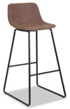 Coty Barstool with Vegan Leather Fabric, 30\"H, Metal - Brown