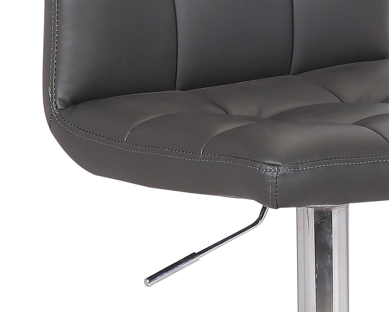 Cruz Barstool with Swivel & Adjustable Seat, Vegan Leather Fabric, Metal - Grey