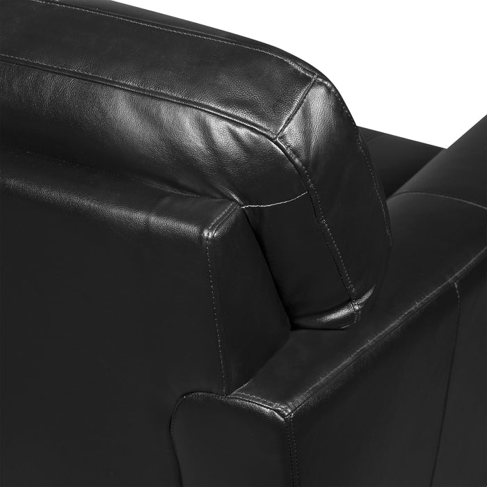 Curt 41\" Genuine Leather Chair with Button Tufting - Black