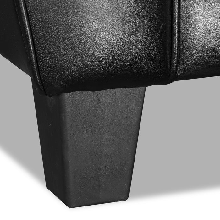 Curt 41\" Genuine Leather Chair with Button Tufting - Black