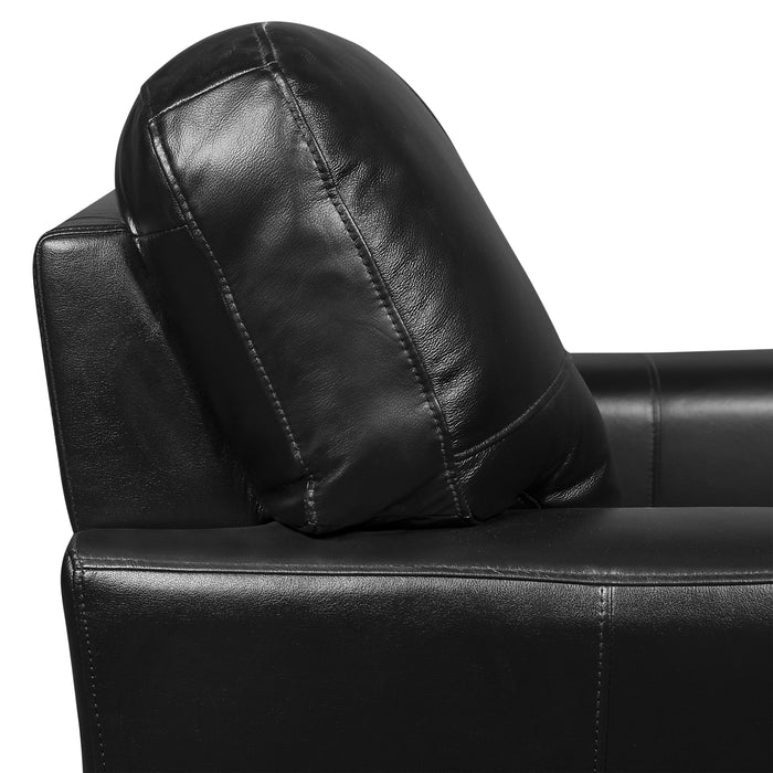Curt 63\" Genuine Leather Loveseat with Button Tufting - Black