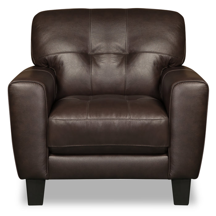 Curt 41\" Genuine Leather Chair with Button Tufting - Brown