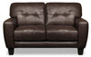 Curt 63\" Genuine Leather Loveseat with Button Tufting - Brown