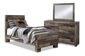 Derekson 5pc Bedroom Set with Panel Bed, Dresser & Mirror for Kids, Grey - Twin Size