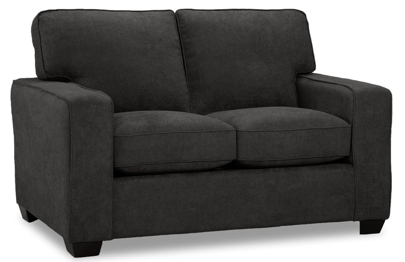 Made in Canada Fiona 58\" Chenille Fabric Loveseat with Track Arms - Grey