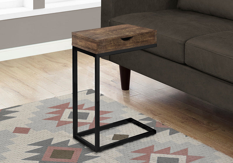 Harper 15.75\" Modern Chairside Table with Storage - Brown with Black Metal Legs