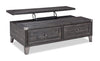 Hilla 54.38\" Industrial Lift Top Coffee Table with Storage - Dark Brown Wood with Metal Legs