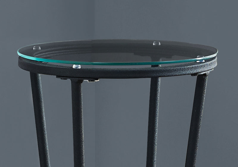 Hammered Black Metal with Tempered Glass Accent Table