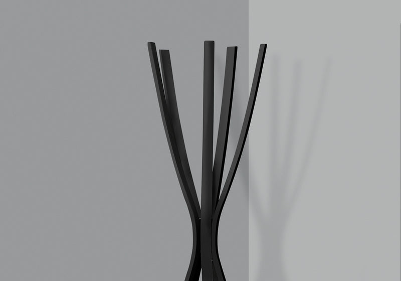 Satin Black Metal Contemporary Style Coat Rack