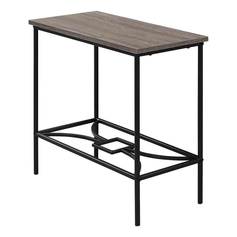 Taupe WoodLook Black Narrow Metal Side Table The Brick