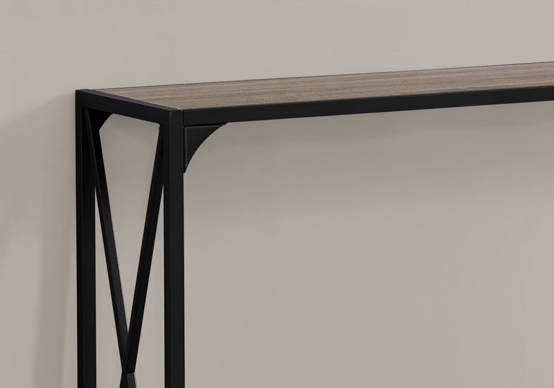 Dark Taupe Woodlook Black Metal Console Table The Brick
