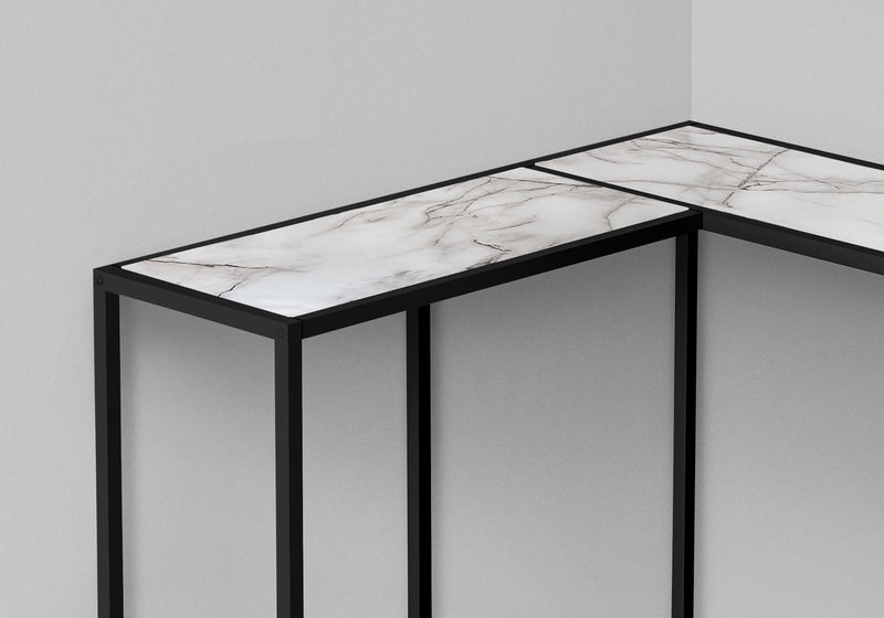 White Marblelook Black Console Table The Brick