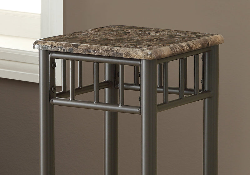 Espresso Marble Bronze Metal Accent Table