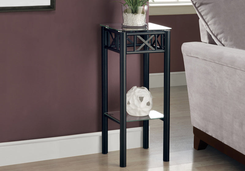 Black Metal with Tempered Glass Accent Table