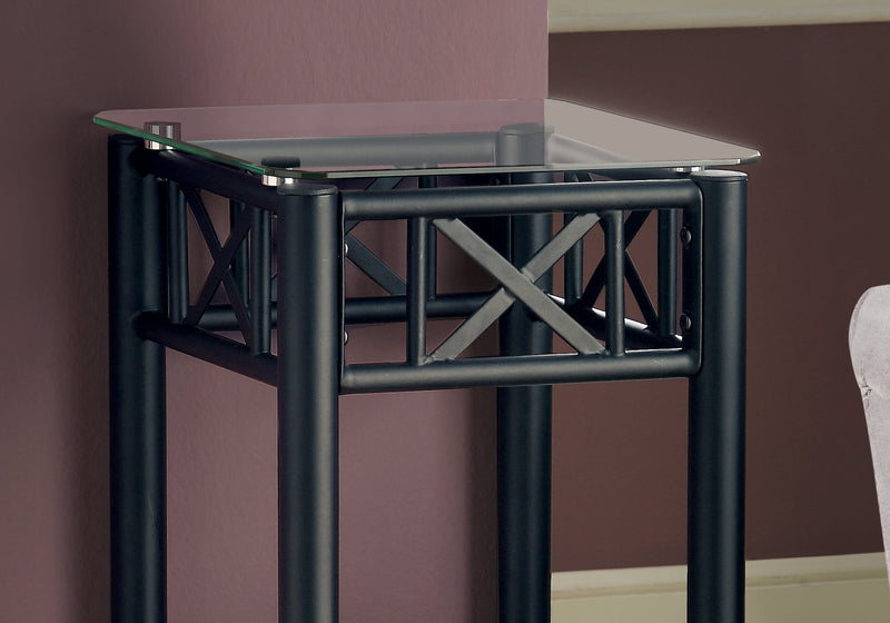 Black Metal with Tempered Glass Accent Table