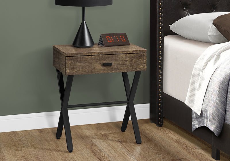 Brown Reclaimed Wood Black Metal Accent Table