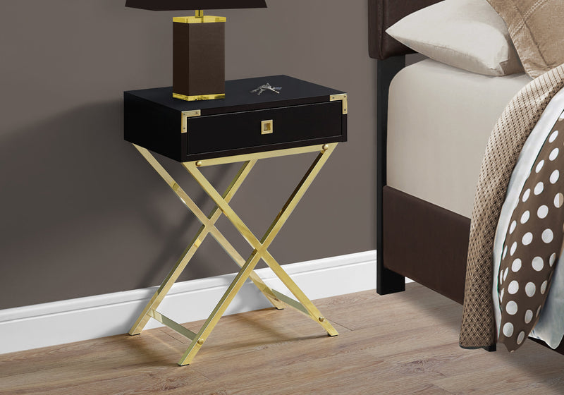 Espresso Gold Metal Accent Table The Brick