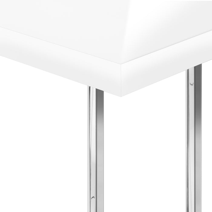 Glossy White Chrome Metal Side Table