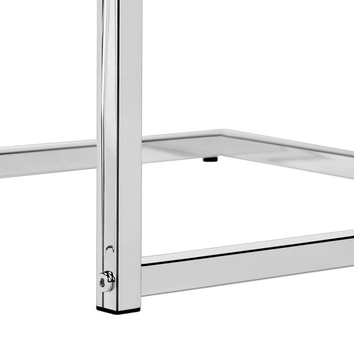 Glossy White Chrome Metal Side Table