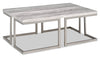 Jesse 47\" Modern Coffee Table - Grey and Pewter with Metal Base