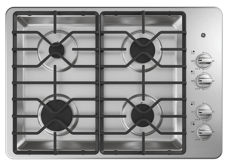GE 30\" 4-Element Gas Cooktop - Stainless - JGP3030SLSS