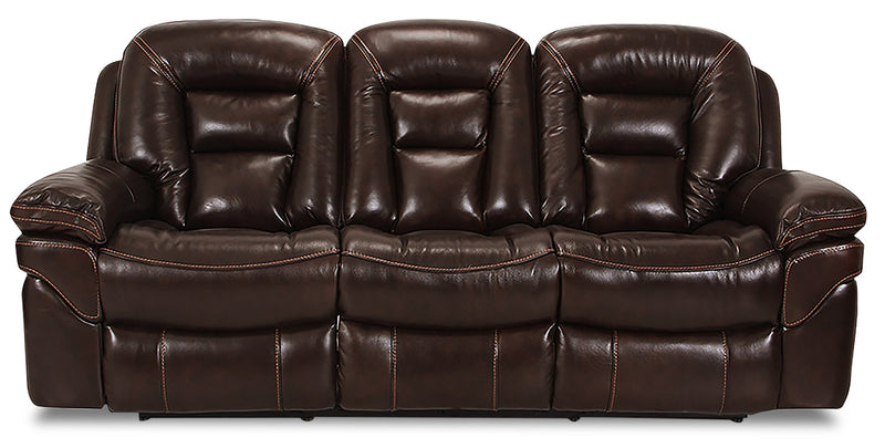 Leo 87.5\" Genuine Leather Power Reclining Sofa - Walnut Brown