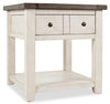Madison 24\" Rustic End Table with Storage and Shelf - White Wood