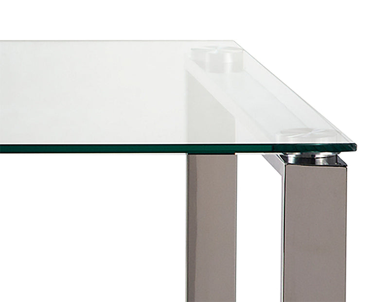 Metro 47" Modern Glass Top Coffee Table - Silver with Metal Legs - The ...