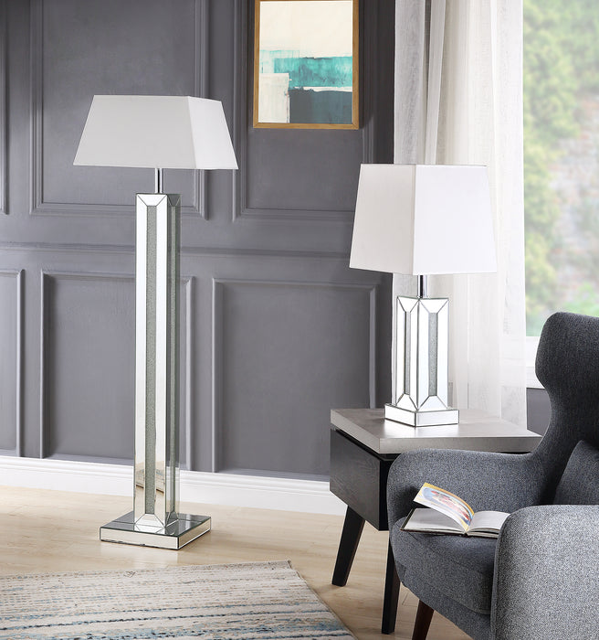Persia 54.3\" Glam Floor Lamp with Glass, Mirror and Acrylic Crystals