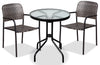 Sindal 3-Piece Outdoor Patio Bistro Set with 2 Chairs and Glass Top Table - Resin Wicker, UV & Weather Resistant  - Black